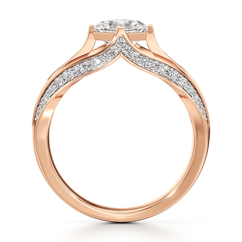 Main Image 2 of J'Lure Lab-Grown Diamond Square-Emerald Step-Cut Engagement Ring 1-3/8 ct tw 18K Rose Gold