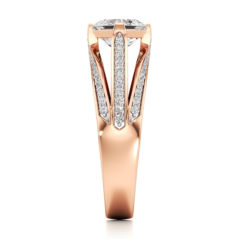 Main Image 3 of J'Lure Lab-Grown Diamond Square-Emerald Step-Cut Engagement Ring 1-3/8 ct tw 18K Rose Gold