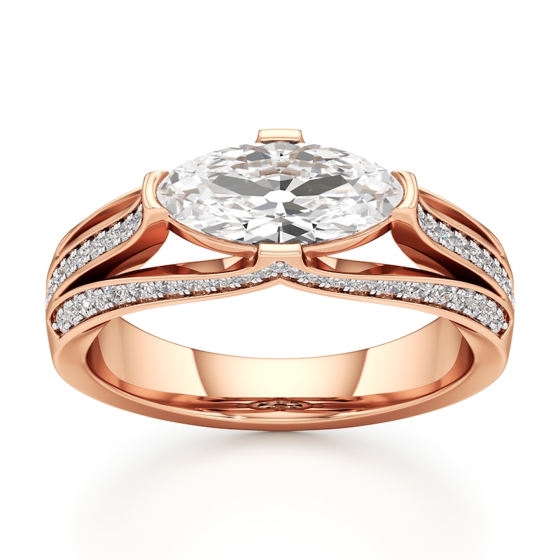 Main Image 1 of J'Lure Lab-Created Diamond Moval Old-Cut Engagement Ring 1-3/8 ct tw 18K Rose Gold