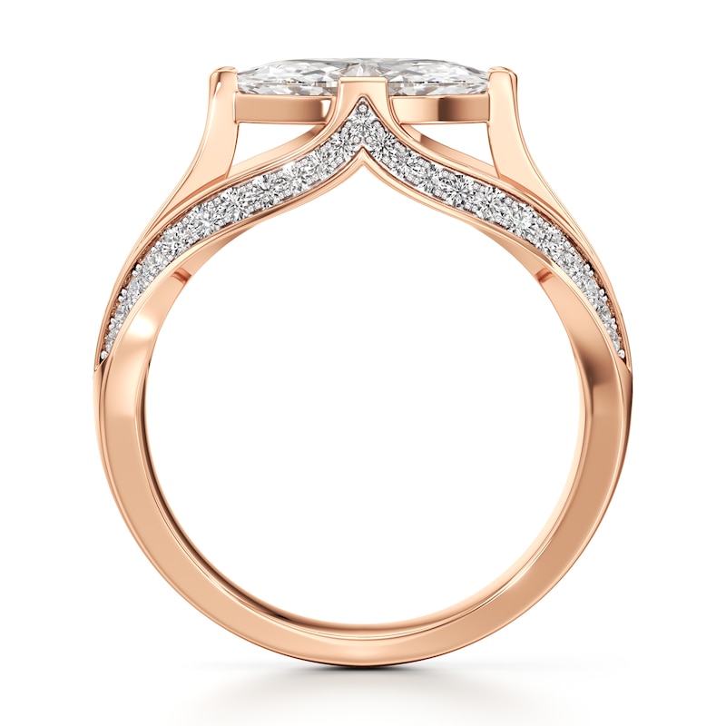 Main Image 2 of J'Lure Lab-Created Diamond Moval Old-Cut Engagement Ring 1-3/8 ct tw 18K Rose Gold