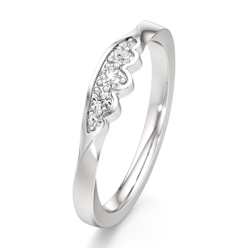 Main Image 4 of J'Lure Lab-Grown Diamond Scalloped Wedding Band 1/8 ct tw 18K White Gold