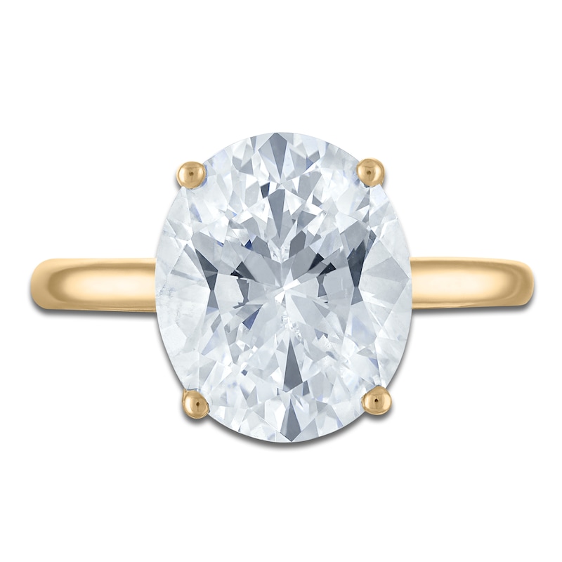 Main Image 3 of Oval-Cut Lab-Grown Diamond Solitaire Plus Engagement Ring 3 ct tw 18K Yellow Gold (VS2/F)