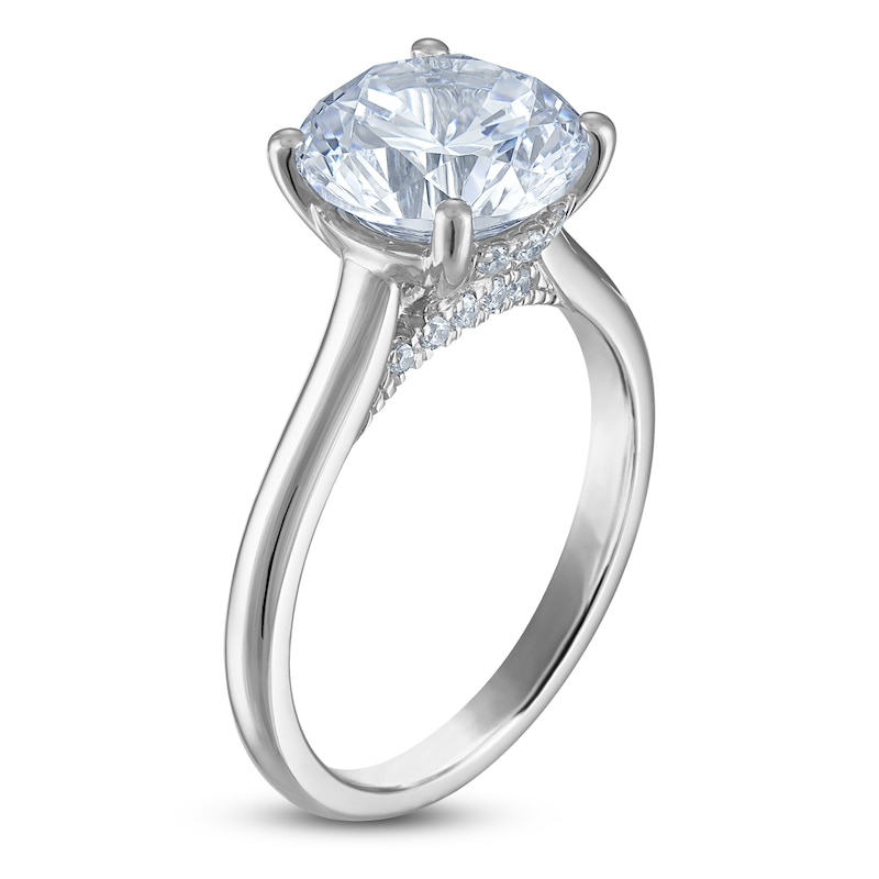 Main Image 2 of Round-Cut Lab-Grown Diamond Solitaire Plus Engagement Ring 3-1/2 ct tw Platinum (VS2/F)