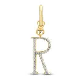 Charm'd by Lulu Frost Diamond Letter R Charm 1/10 ct tw Pavé Round 10K Yellow Gold