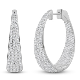 Brilliant Moments Diamond Pavé Tapered Inside-Out Hoop Earrings 2-1/2 ct tw 14K White Gold