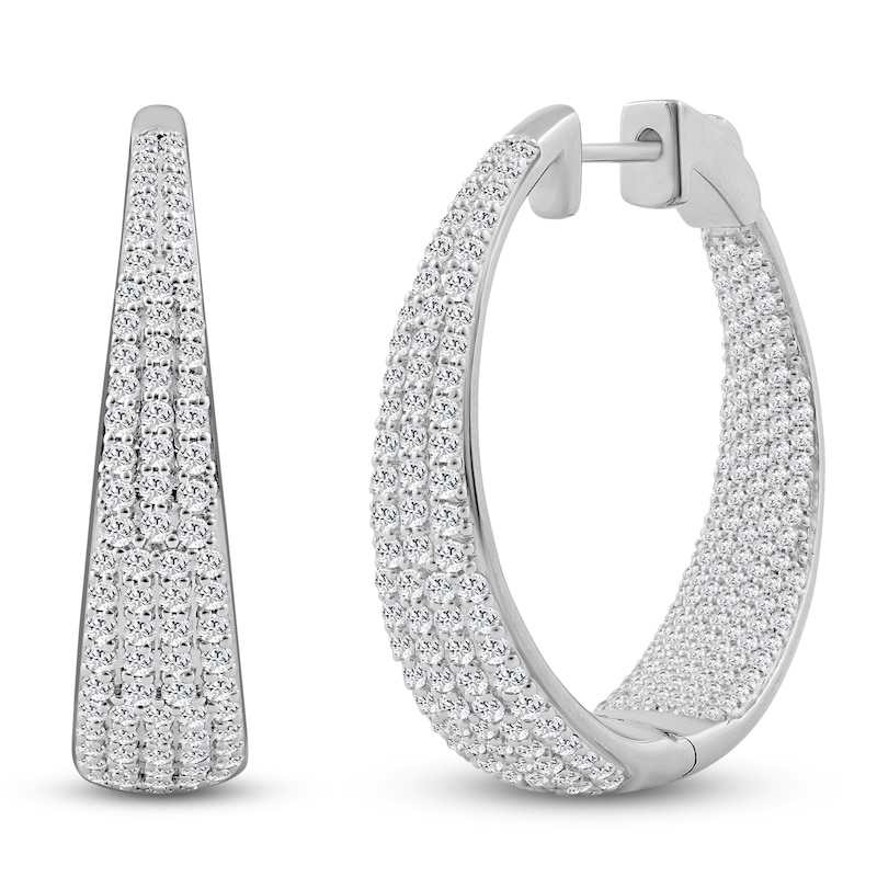 Main Image 1 of Brilliant Moments Diamond Pavé Tapered Inside-Out Hoop Earrings 2-1/2 ct tw 14K White Gold