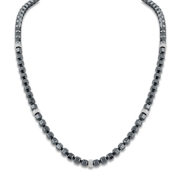 1933 by Esquire Men's Natural Hematite Bead Necklace Sterling Silver 22"