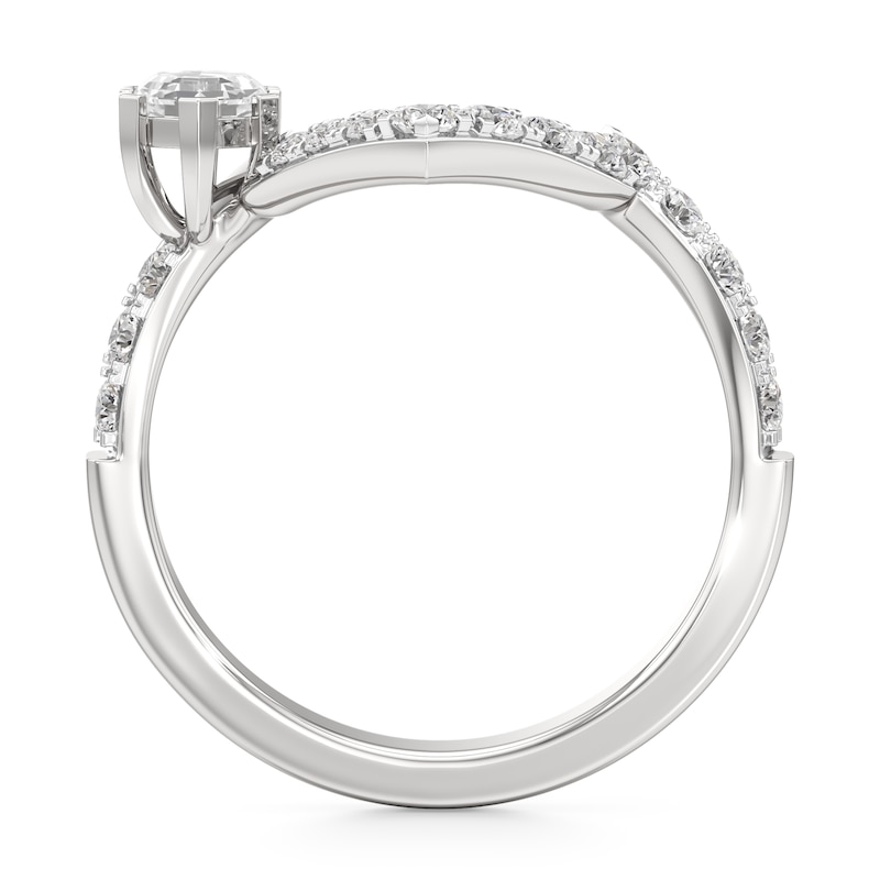 Main Image 2 of J'Lure Hexagon Step-Cut Lab-Grown Diamond Contour Wedding Band 3/4 ct tw 18K White Gold