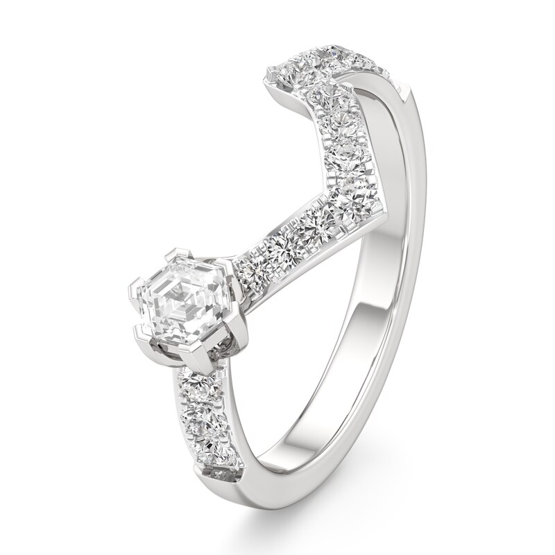 Main Image 4 of J'Lure Hexagon Step-Cut Lab-Grown Diamond Contour Wedding Band 3/4 ct tw 18K White Gold