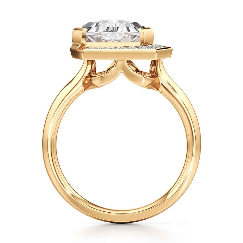 Main Image 2 of J'Lure Shield Step-Cut Lab-Grown Diamond Half-Halo Engagement Ring 3-1/6 ct tw 18K Yellow Gold