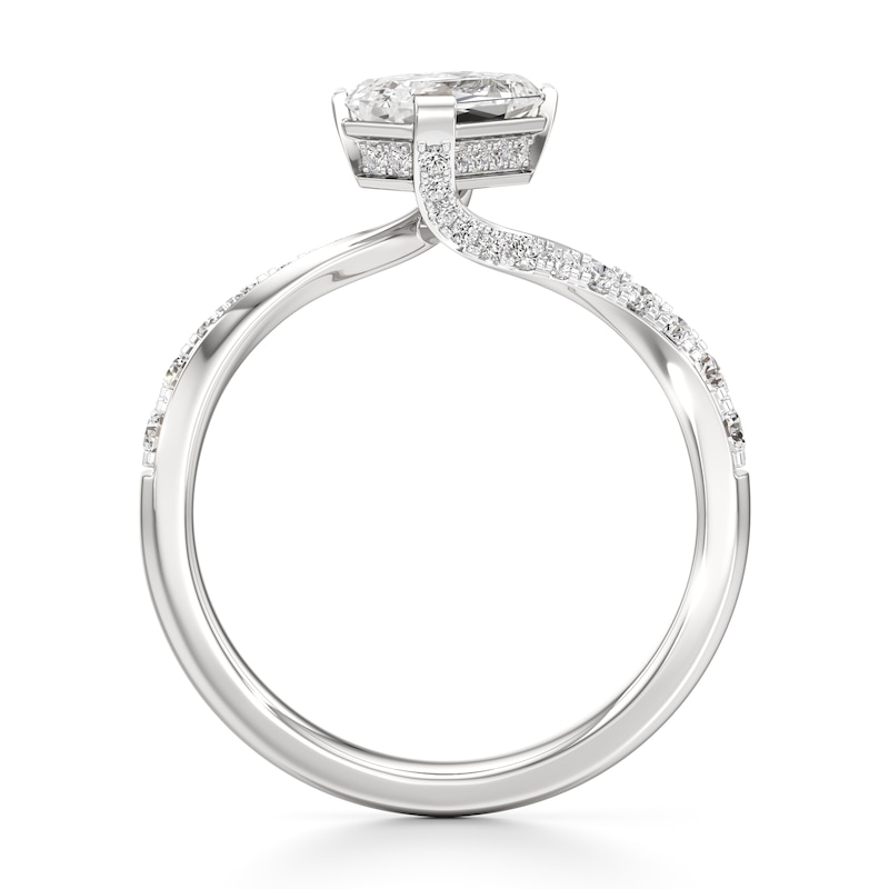 Main Image 2 of J'Lure Imperial-Emerald Step-Cut Lab-Grown Diamond Bypass Engagement Ring 1-1/3 ct tw 18K White Gold