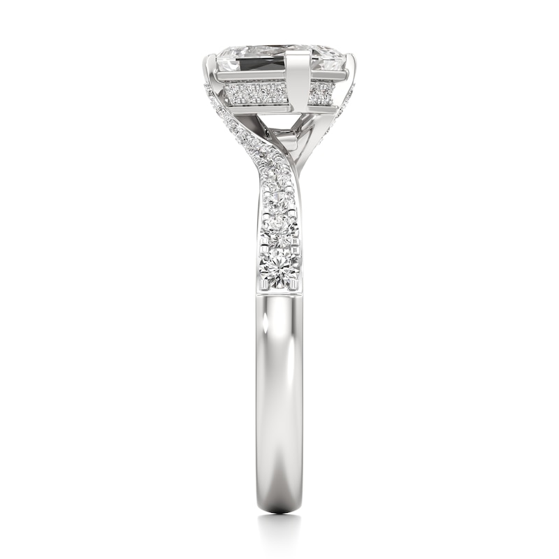 Main Image 3 of J'Lure Imperial-Emerald Step-Cut Lab-Grown Diamond Bypass Engagement Ring 1-1/3 ct tw 18K White Gold