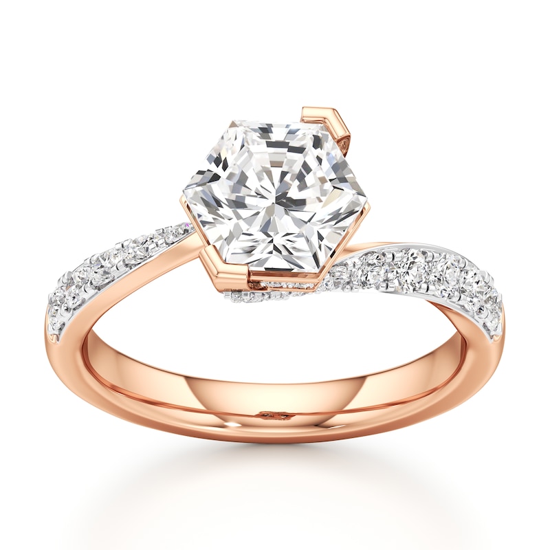 Main Image 1 of J'Lure Hexagon Brilliant-Cut Lab-Grown Diamond Bypass Engagement Ring 2-3/8 ct tw 18K Rose Gold