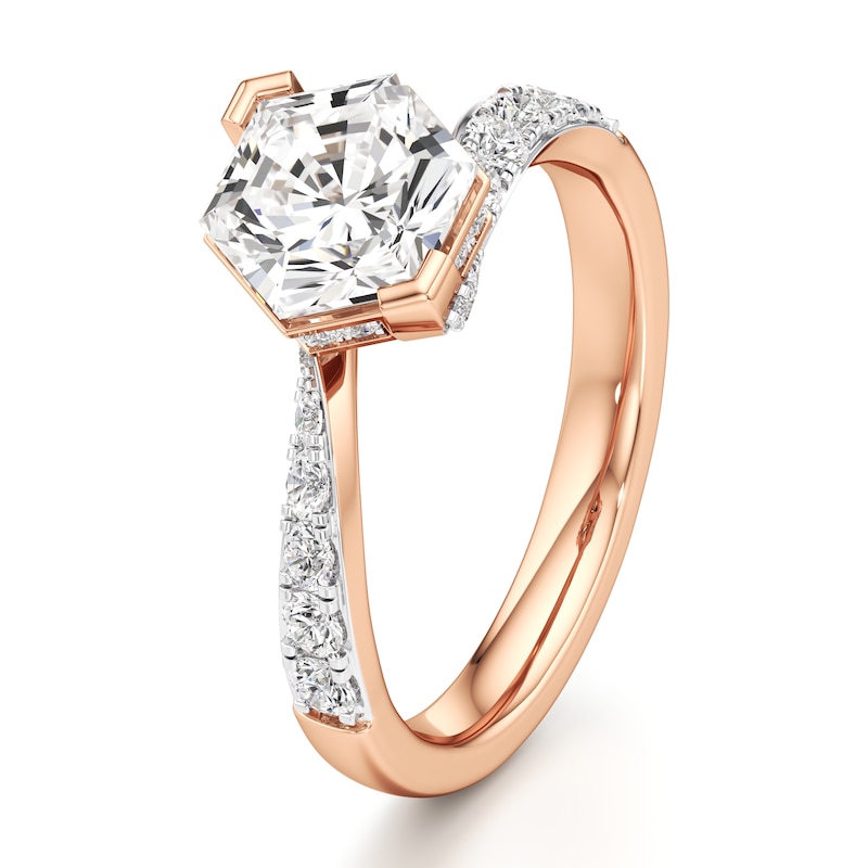 Main Image 4 of J'Lure Hexagon Brilliant-Cut Lab-Grown Diamond Bypass Engagement Ring 2-3/8 ct tw 18K Rose Gold