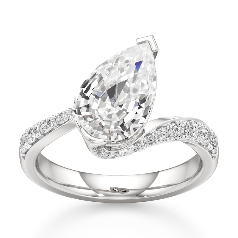 Main Image 1 of J'Lure Pear Step-Cut Lab-Grown Diamond Bypass Engagement Ring 3-1/2 ct tw 18K White Gold
