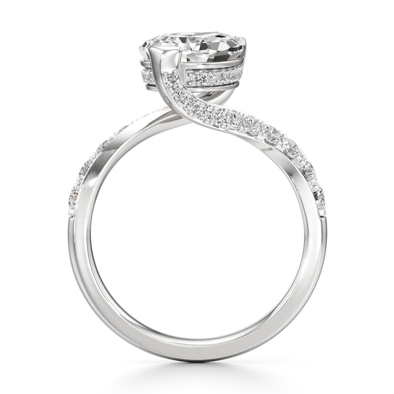 Main Image 2 of J'Lure Pear Step-Cut Lab-Grown Diamond Bypass Engagement Ring 3-1/2 ct tw 18K White Gold