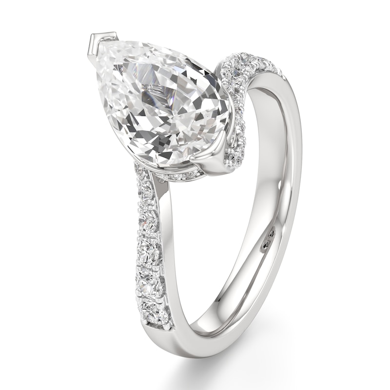Main Image 4 of J'Lure Pear Step-Cut Lab-Grown Diamond Bypass Engagement Ring 3-1/2 ct tw 18K White Gold