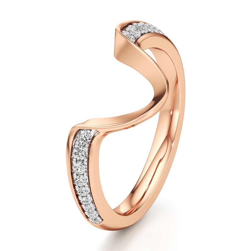 Main Image 4 of J'Lure Lab-Grown Diamond Contour Wedding Band 1/5 ct tw 18K Rose Gold