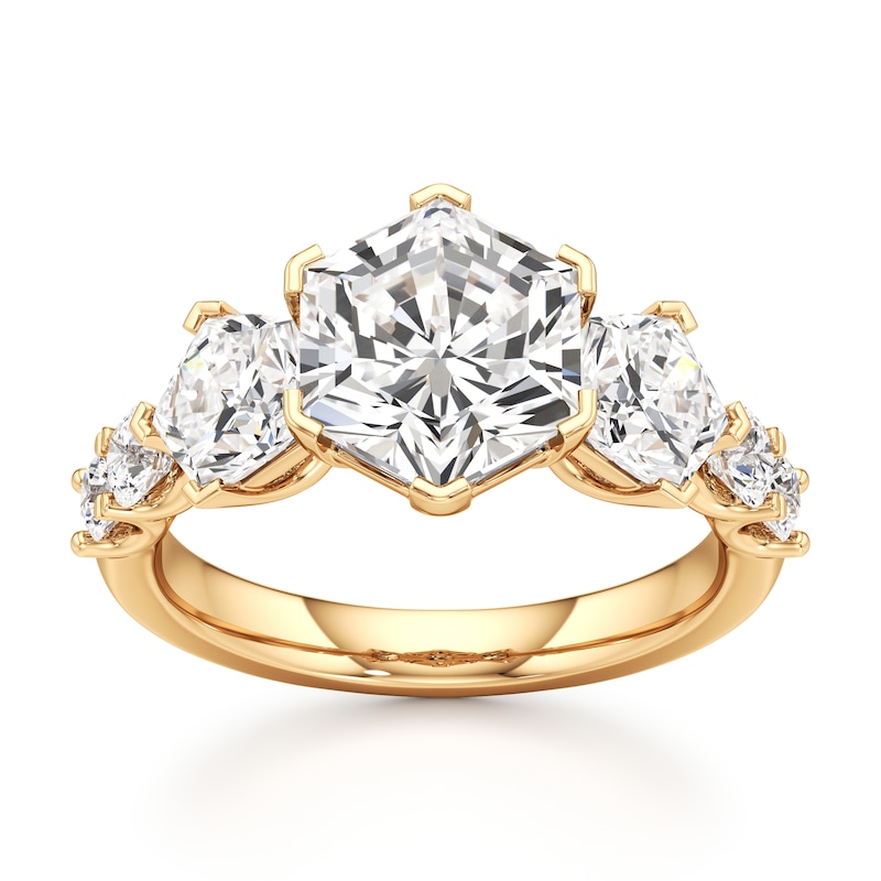 Main Image 1 of J'Lure Hexagon Brilliant-Cut Lab-Grown Diamond Engagement Ring 4-3/4 ct tw 18K Yellow Gold