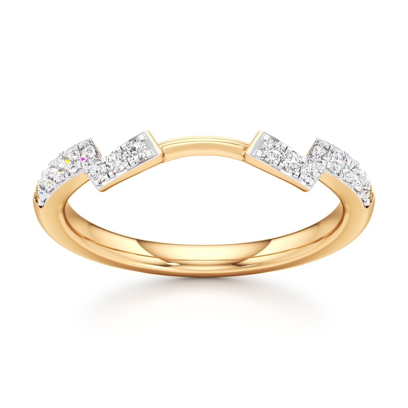 Main Image 1 of J'Lure Lab-Grown Diamond Angled Contour Wedding Band 1/5 ct tw 18K Yellow Gold