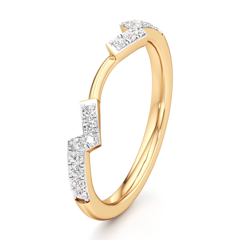 Main Image 4 of J'Lure Lab-Grown Diamond Angled Contour Wedding Band 1/5 ct tw 18K Yellow Gold