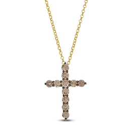 Le Vian Diamond Cross Necklace 1-1/5 ct tw 14K Honey Gold 19"