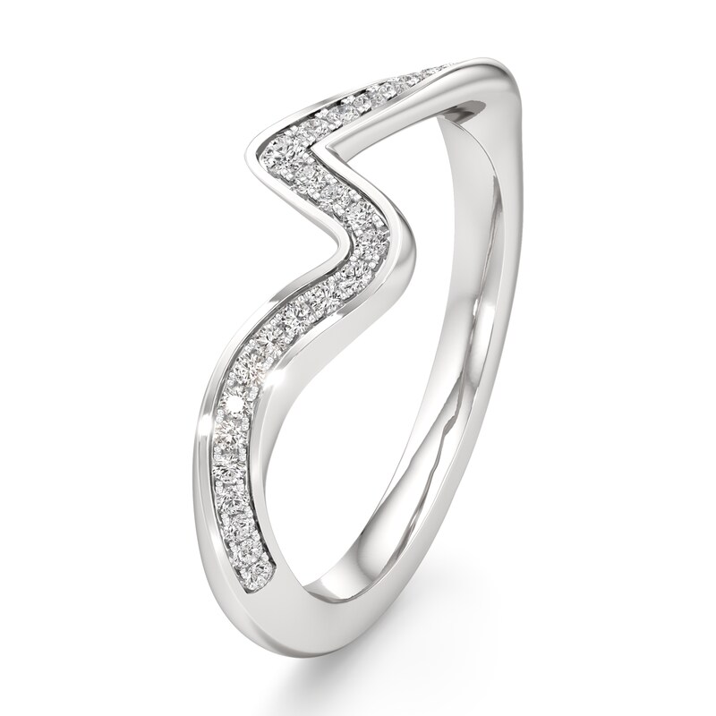 Main Image 4 of J'Lure Lab-Grown Diamond Contour Wedding Band 1/6 ct tw 18K White Gold