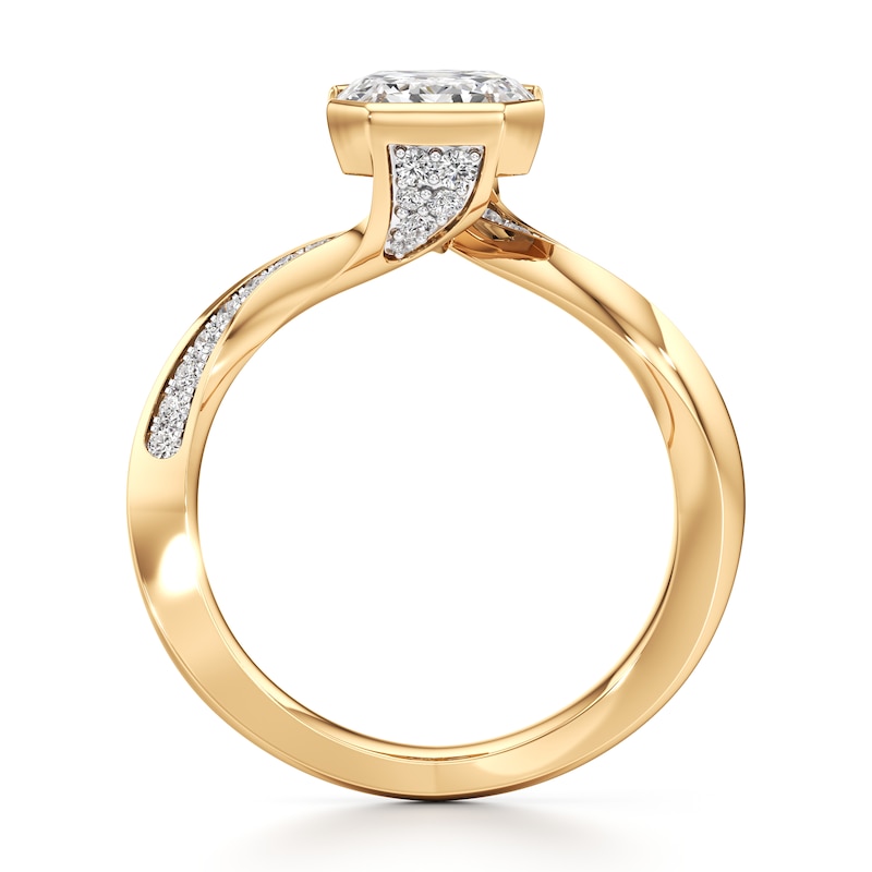 Main Image 2 of J'Lure Imperial-Emerald Step-Cut Lab-Grown Diamond Bypass Engagement Ring 3-1/4 ct tw 18K Yellow Gold