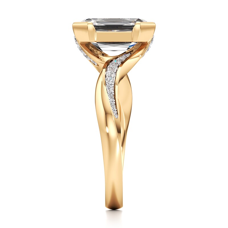 Main Image 3 of J'Lure Imperial-Emerald Step-Cut Lab-Grown Diamond Bypass Engagement Ring 3-1/4 ct tw 18K Yellow Gold