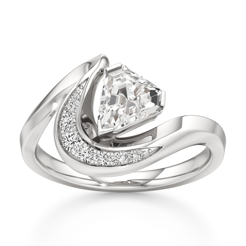 Main Image 1 of J'Lure Shield Step-Cut Lab-Created Diamond Engagement Ring 1 ct tw 18K White Gold