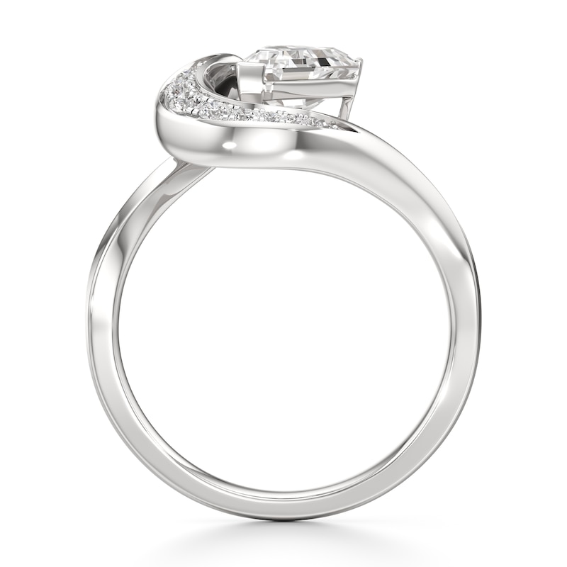 Main Image 2 of J'Lure Shield Step-Cut Lab-Created Diamond Engagement Ring 1 ct tw 18K White Gold