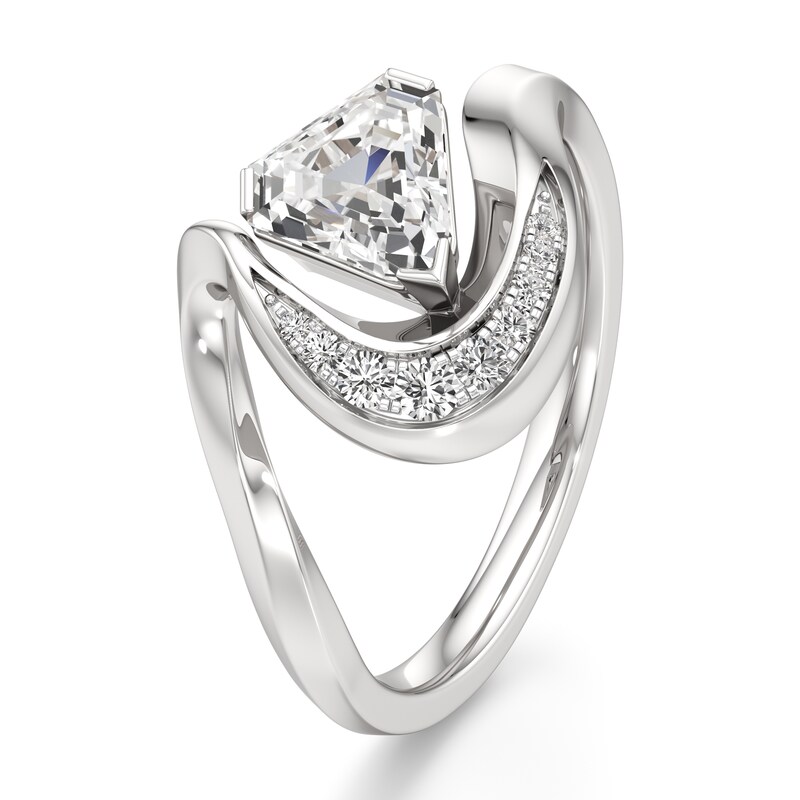 Main Image 4 of J'Lure Shield Step-Cut Lab-Created Diamond Engagement Ring 1 ct tw 18K White Gold