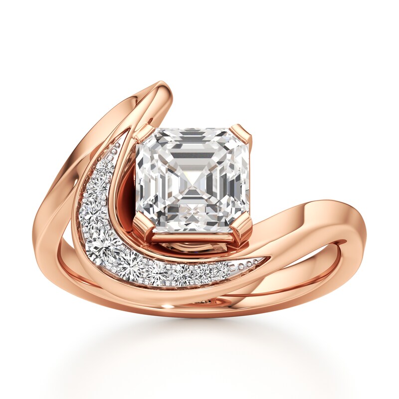 Main Image 1 of J'Lure Square-Emerald Step-Cut Lab-Grown Diamond Engagement Ring 2 ct tw 18K Rose Gold