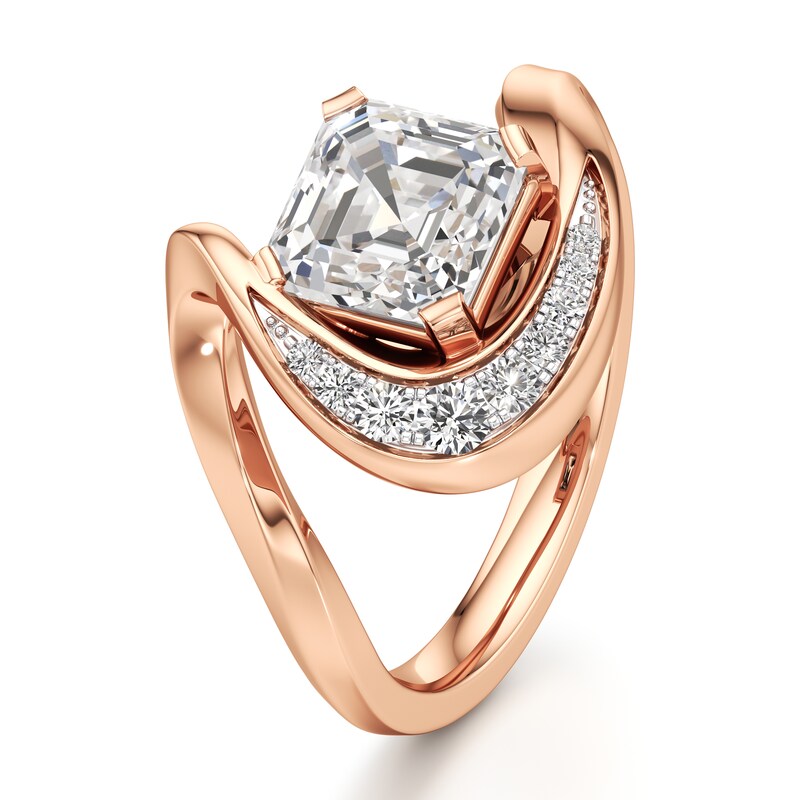 Main Image 4 of J'Lure Square-Emerald Step-Cut Lab-Grown Diamond Engagement Ring 2 ct tw 18K Rose Gold