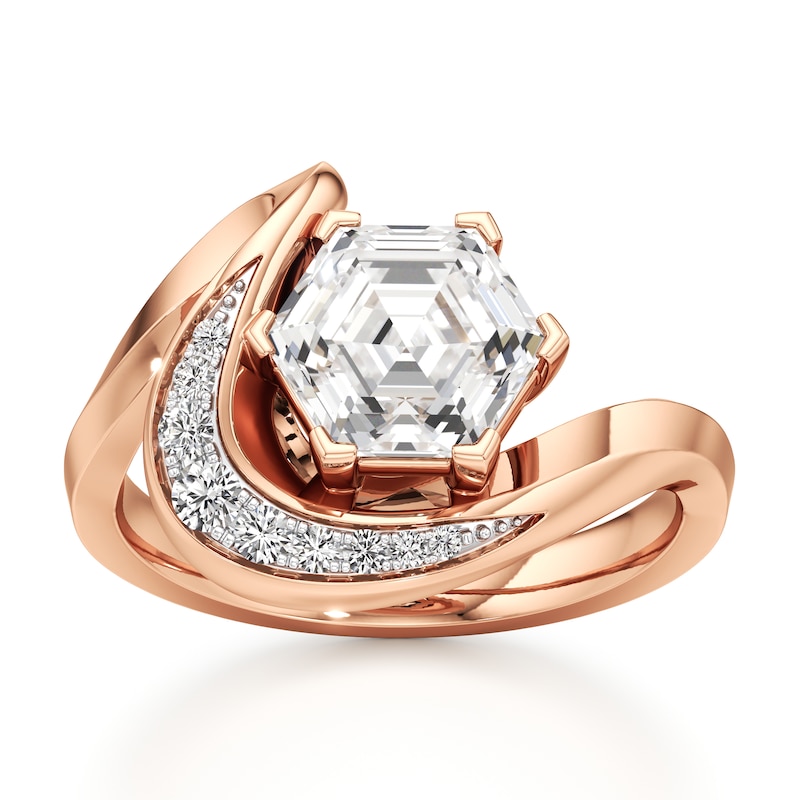Main Image 1 of J'Lure Hexagon Step-Cut Lab-Grown Diamond Engagement Ring 2 ct tw 18K Rose Gold