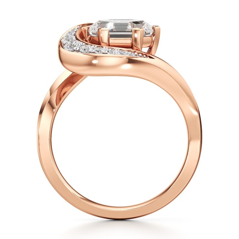 Main Image 2 of J'Lure Hexagon Step-Cut Lab-Grown Diamond Engagement Ring 2 ct tw 18K Rose Gold