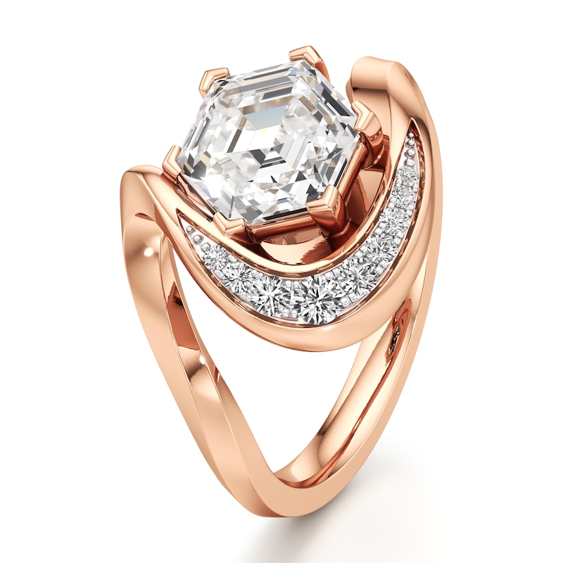 Main Image 4 of J'Lure Hexagon Step-Cut Lab-Grown Diamond Engagement Ring 2 ct tw 18K Rose Gold