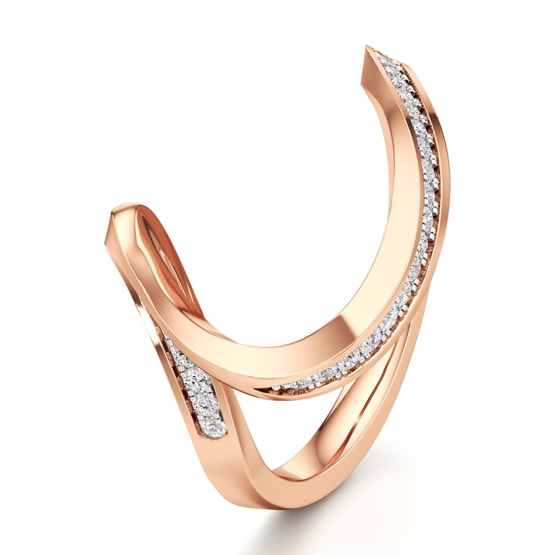 Main Image 4 of J'Lure Lab-Grown Diamond Contour Wedding Band 1/6 ct tw 18K Rose Gold