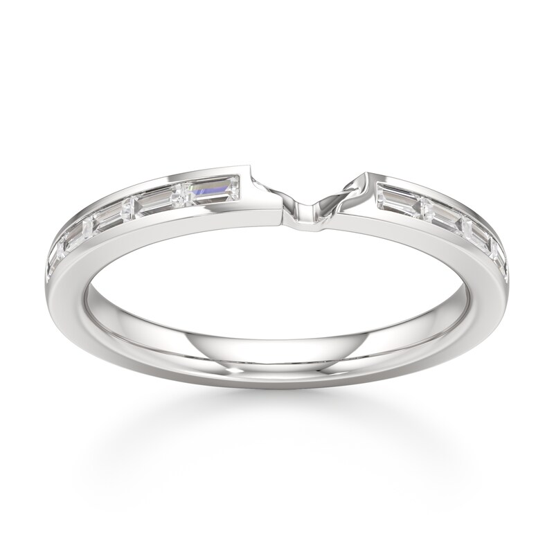 Main Image 1 of J'Lure Baguette-Cut Lab-Grown Diamond Contour Wedding Band 3/8 ct tw 18K White Gold