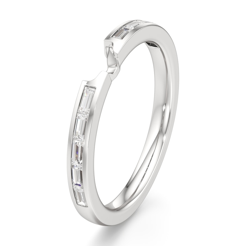 Main Image 4 of J'Lure Baguette-Cut Lab-Grown Diamond Contour Wedding Band 3/8 ct tw 18K White Gold
