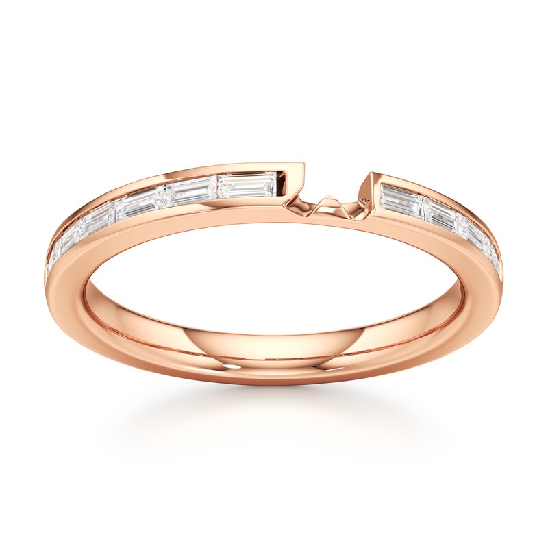 Main Image 1 of J'Lure Baguette-Cut Lab-Grown Diamond Contour Wedding Band 3/8 ct tw 18K Rose Gold