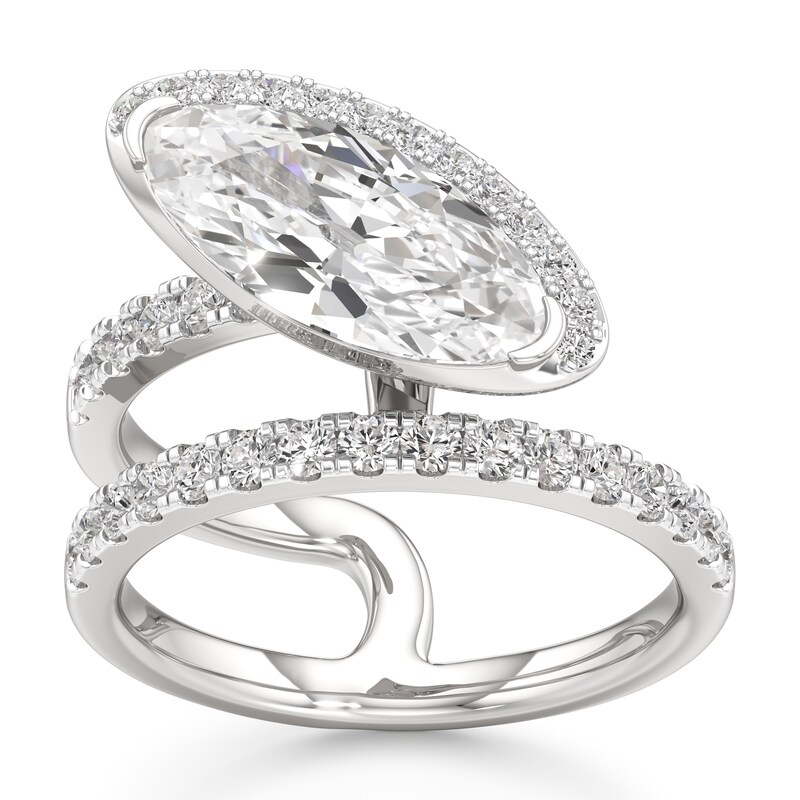 Main Image 1 of J'Lure Moval Old-Cut Lab-Created Diamond Spiral Engagement Ring 2-5/8 ct tw 18K White Gold