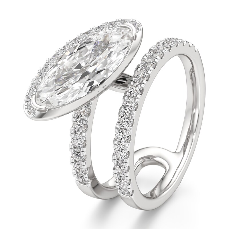 Main Image 4 of J'Lure Moval Old-Cut Lab-Created Diamond Spiral Engagement Ring 2-5/8 ct tw 18K White Gold