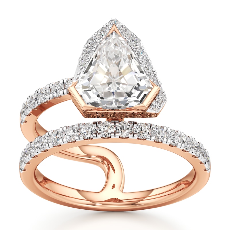 Main Image 1 of J'Lure Shield Step-Cut Lab-Grown Diamond Spiral Engagement Ring 2-5/8 ct tw 18K Rose Gold