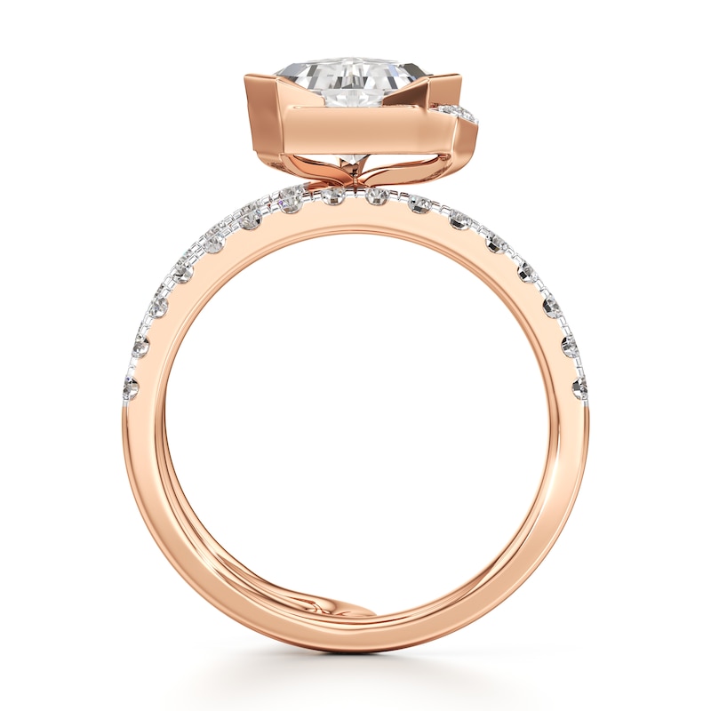 Main Image 2 of J'Lure Shield Step-Cut Lab-Grown Diamond Spiral Engagement Ring 2-5/8 ct tw 18K Rose Gold