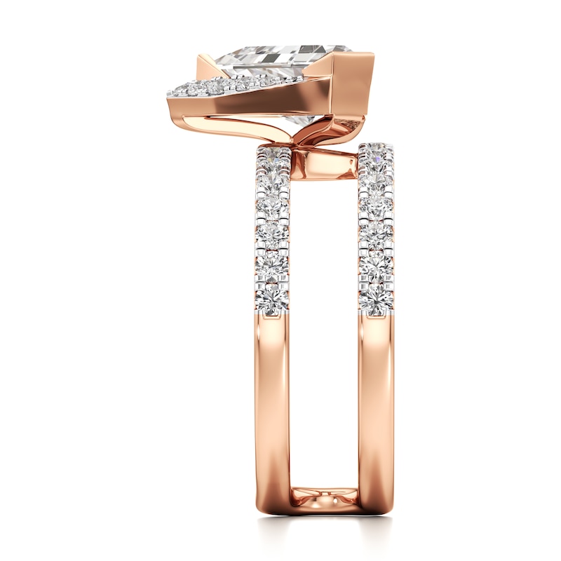 Main Image 3 of J'Lure Shield Step-Cut Lab-Grown Diamond Spiral Engagement Ring 2-5/8 ct tw 18K Rose Gold