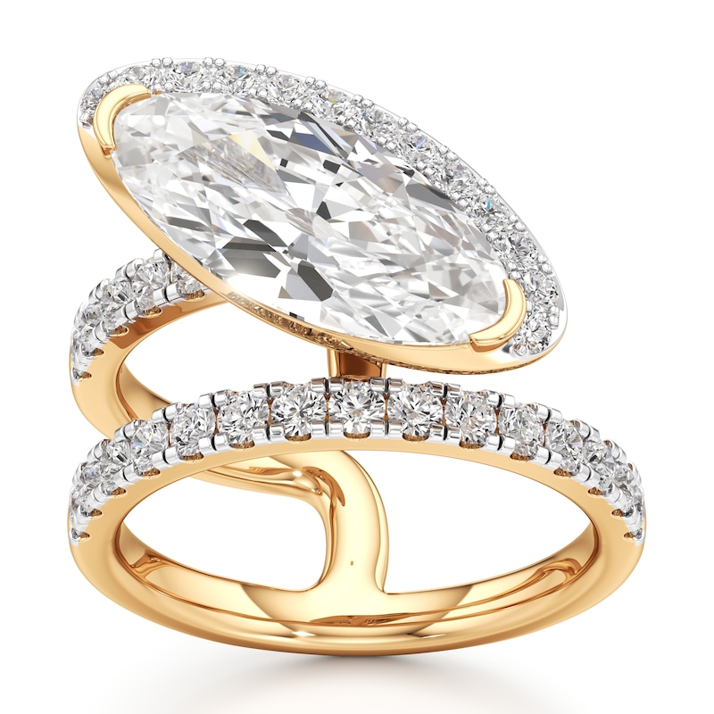 Main Image 1 of J'Lure Moval Old-Cut Lab-Grown Diamond Spiral Engagement Ring 3-7/8 ct tw 18K Yellow Gold