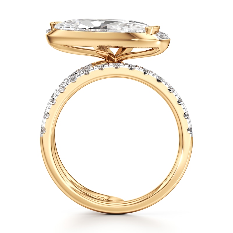 Main Image 2 of J'Lure Moval Old-Cut Lab-Grown Diamond Spiral Engagement Ring 3-7/8 ct tw 18K Yellow Gold