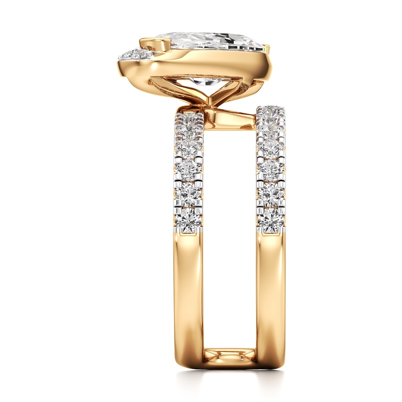 Main Image 3 of J'Lure Moval Old-Cut Lab-Grown Diamond Spiral Engagement Ring 3-7/8 ct tw 18K Yellow Gold