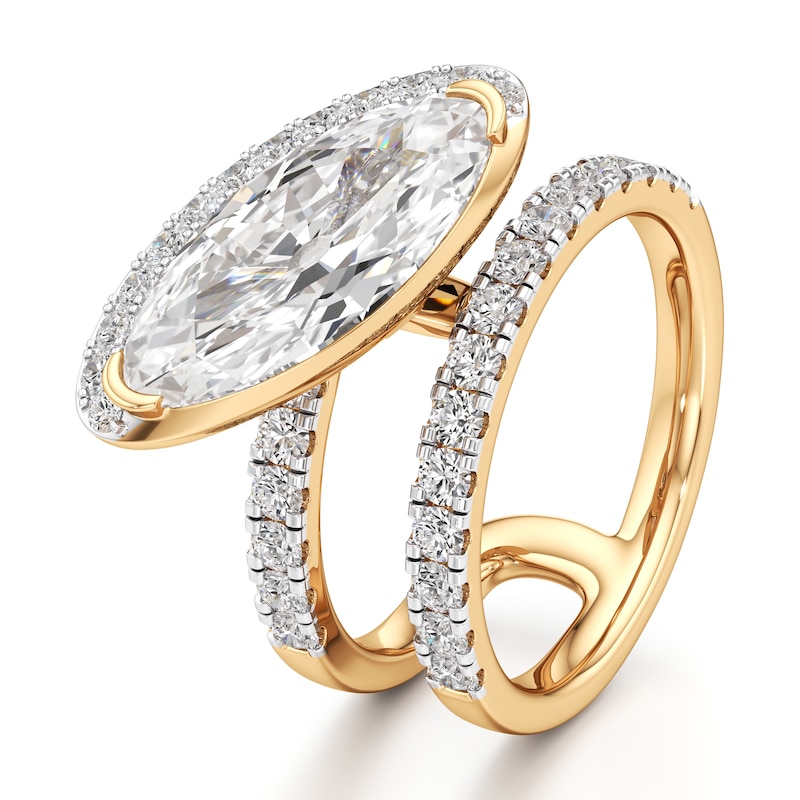 Main Image 4 of J'Lure Moval Old-Cut Lab-Grown Diamond Spiral Engagement Ring 3-7/8 ct tw 18K Yellow Gold